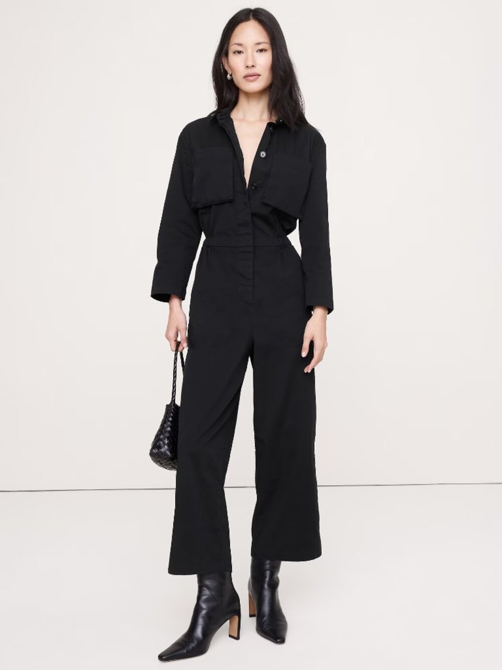 NWT!! Banana Republic Black Stretch Cotton Relaxed Boilersuit Jumpsuit XL